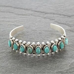 NEW Boho Silver and Turquoise Cuff Bracelet